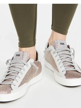 P448 John Rose Gold Glitter Suede Calf Hair
Low Top Sneakers Womens